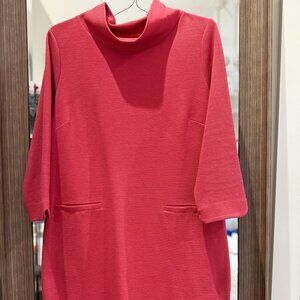 Boden Pink Roll Neck Funnel Neck Shift Dress | Size 12L (US) / 16L (UK)